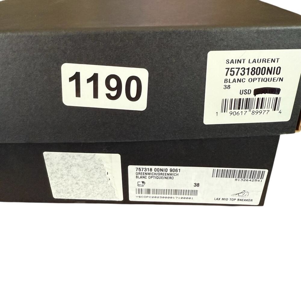 Saint Laurent  Lax Mid-top Leather Lace Up  Sneakers Trainers EU 38 US 8 - Picture 14 of 14